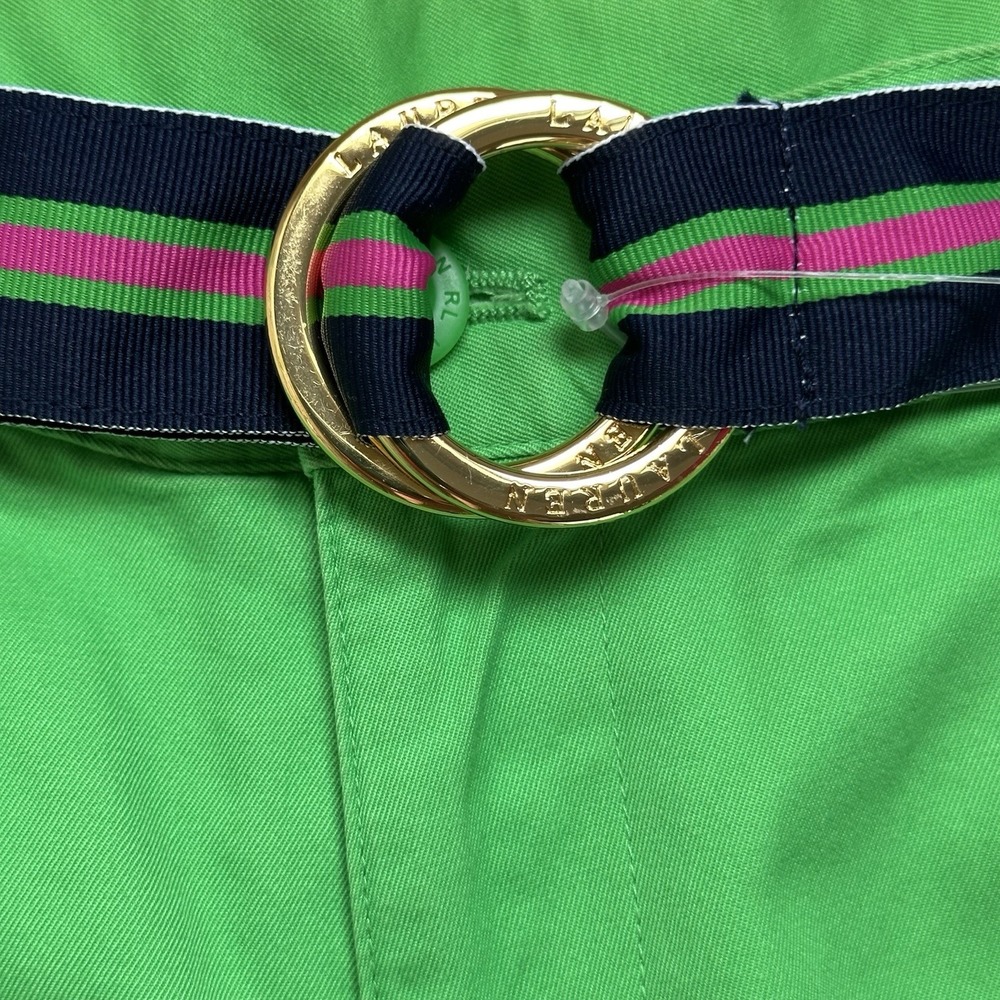 Vintage LAUREN RALPH LAUREN Barbados Grass Green Women's Shorts Ribbon Belt